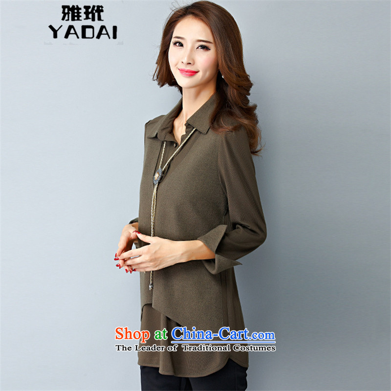 The new 2015 Zebina Nga leave two large long-sleeved shirt, forming the women XXXXL, brown nga toi I.Collaboration (YADAI) , , , shopping on the Internet