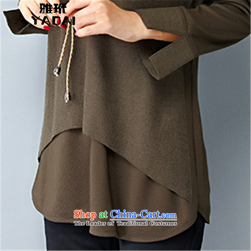 The new 2015 Zebina Nga leave two large long-sleeved shirt, forming the women XXXXL, brown nga toi I.Collaboration (YADAI) , , , shopping on the Internet