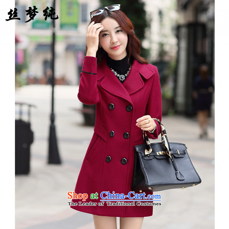 The population of Pure wool coat women 2015? autumn and winter new Korean Sau San double-long jacket, yellow. L's pure SIMENGCHUN () , , , shopping on the Internet