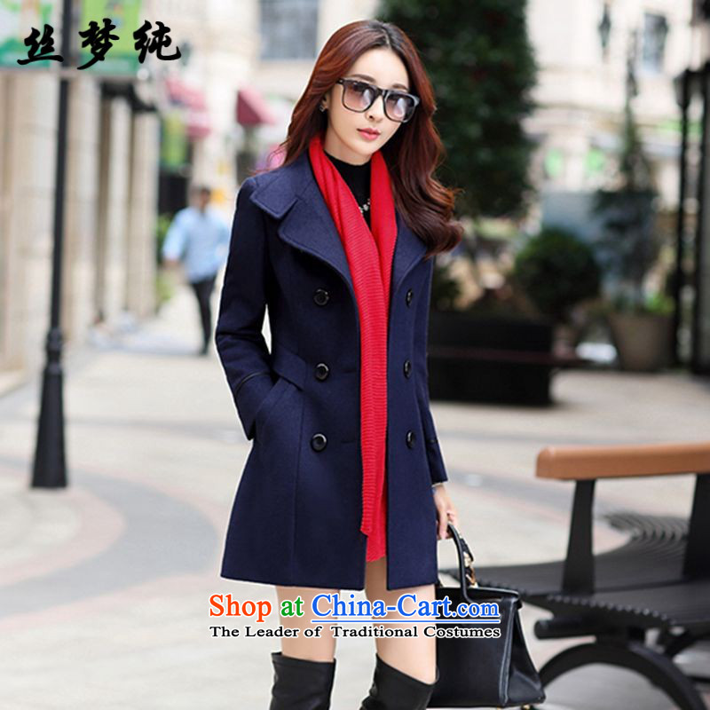 The population of Pure wool coat women 2015? autumn and winter new Korean Sau San double-long jacket, yellow. L's pure SIMENGCHUN () , , , shopping on the Internet