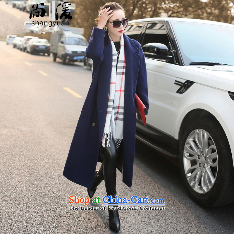 Yet the new autumn and winter 2015 _ long wool coat female casual relaxd about large numbers of female coats gross? Navy?M120-130 catty