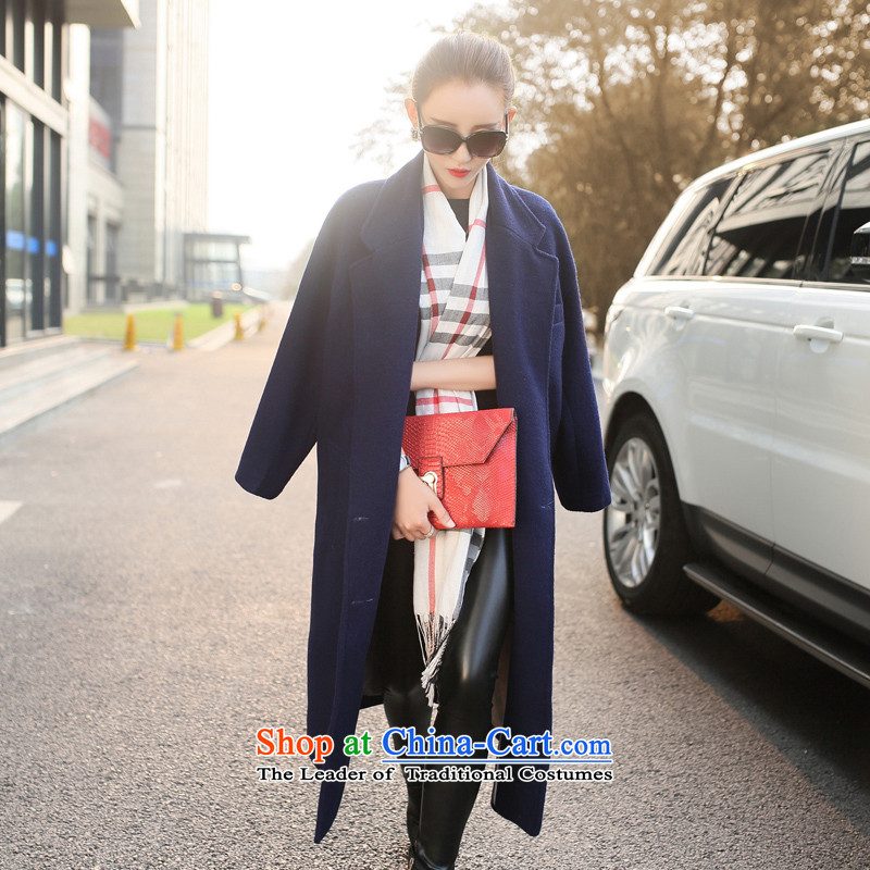 Yet the new autumn and winter 2015 湲) long wool coat female casual relaxd about large numbers of female coats gross? M120-130 navy, yet 湲 shopping on the Internet has been pressed.