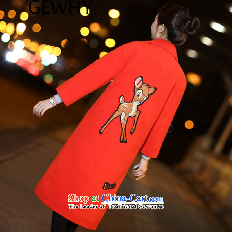The new winter 2015 GEWHY Korean version in the thick of Sorok gross coats female strap is thick wool coat orange L,GEWHY,,,? Online Shopping