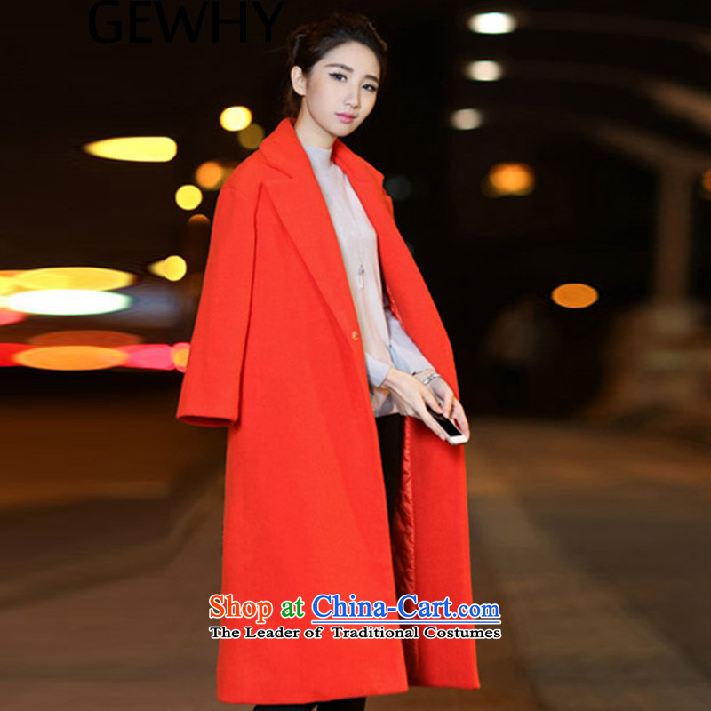 The new winter 2015 GEWHY Korean version in the thick of Sorok gross coats female strap is thick wool coat orange L,GEWHY,,,? Online Shopping
