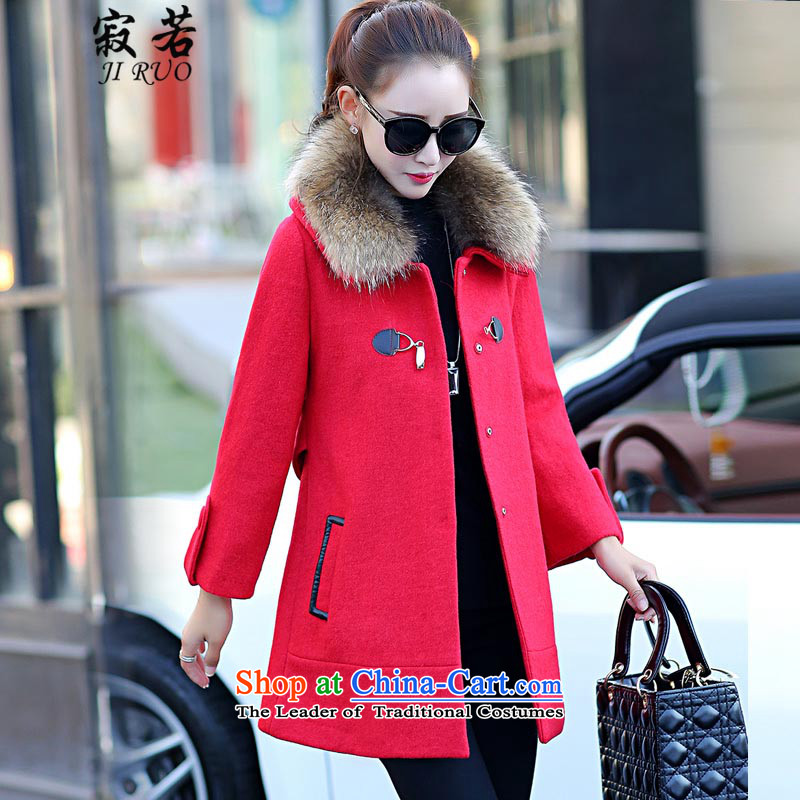 Lonely if gross? autumn and winter coats women 2015 replacing the new Korean version of Sau San double row is long wool coat 3150 7203 a red light (if JIRUO M) , , , shopping on the Internet