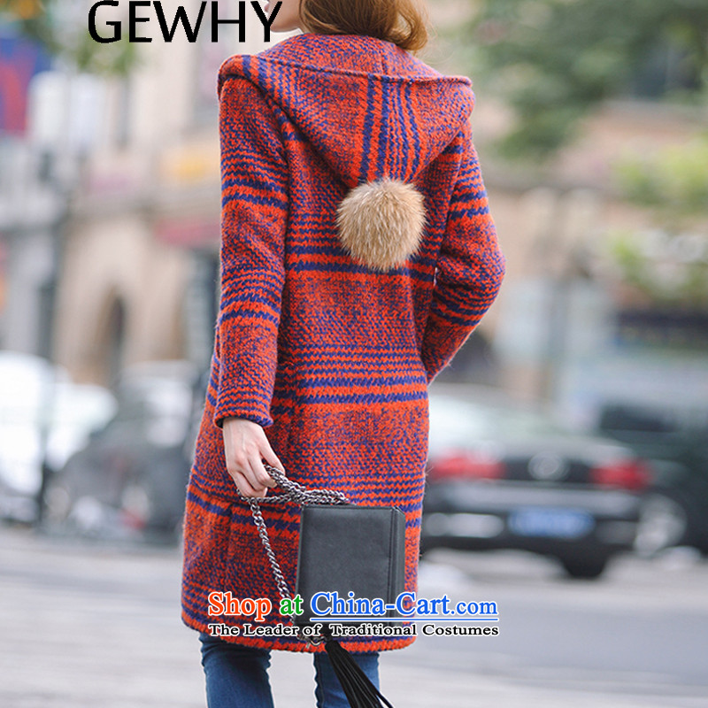 The new winter 2015 GEWHY Korean version in the thick of Sau San long hair? female jacket coat Orange Red L,GEWHY,,, shopping on the Internet