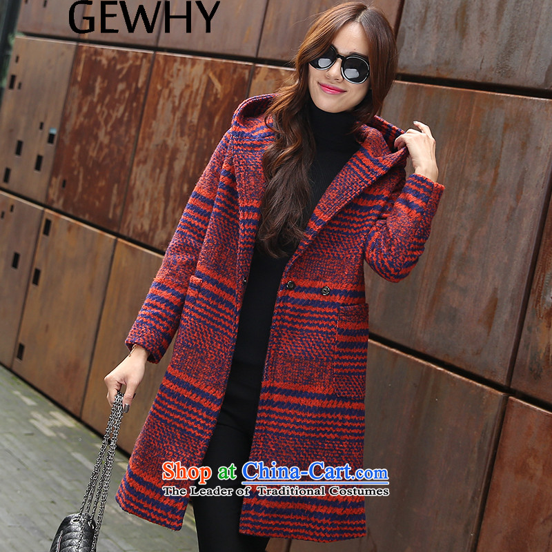 The new winter 2015 GEWHY Korean version in the thick of Sau San long hair? female jacket coat Orange Red L,GEWHY,,, shopping on the Internet