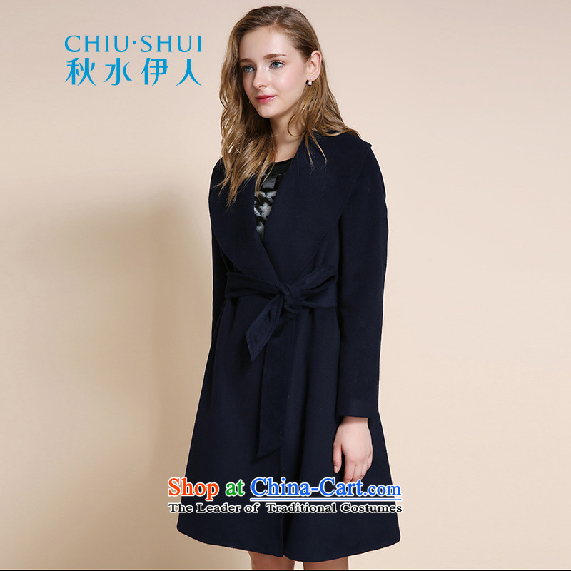 Chaplain who winter clothing new women's Korea version of large roll collar tether in long stylish graphics thin a wool coat navy 160/84A/M, chaplain who has been pressed shopping on the Internet