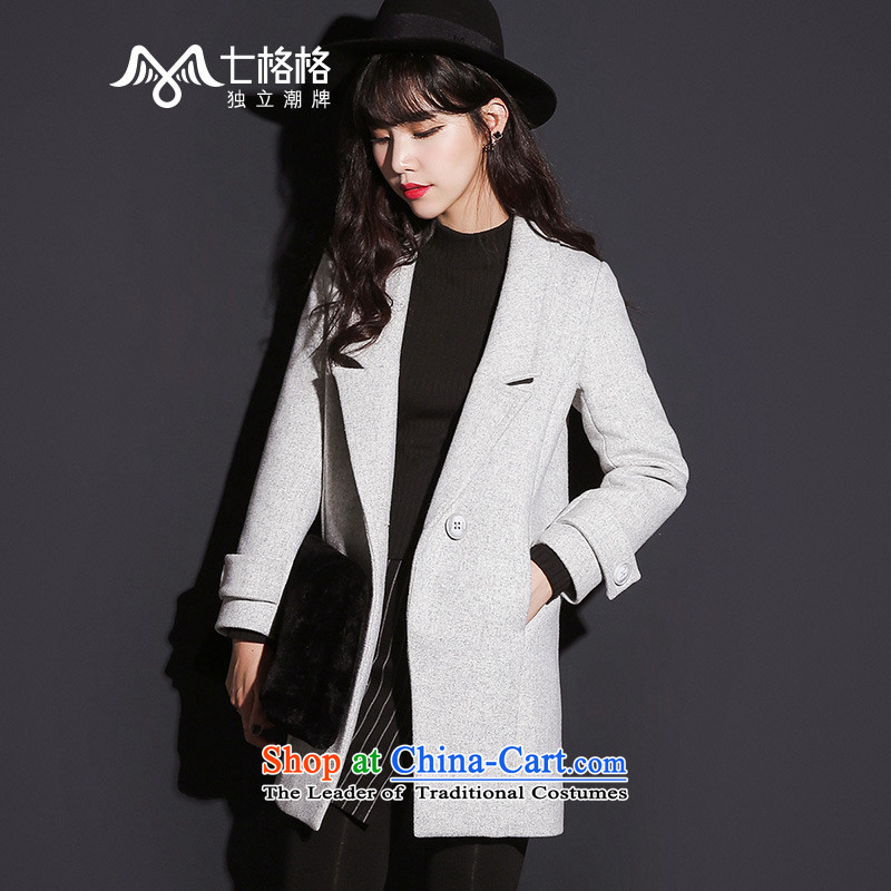 7 Huan included wool coat?2015 winter of this gross new long black coat_? female gray?S