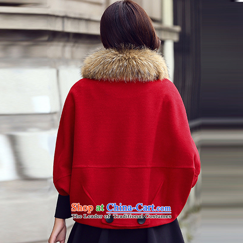 Princess Royal Seal 2015 Fall/Winter Collections new liberal video thin bat sleeves Doo-fung gross?) Ms. Short jacket a wool coat 96682  M, Princess Royal Seal (RED) has been pressed AUXOGAEA shopping on the Internet