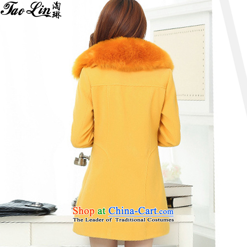 2015 New Nagymaros collar gross? Version Korean female jacket long coats of Sau San Ni-Yellow XL, Amoy taolin Lin () , , , shopping on the Internet
