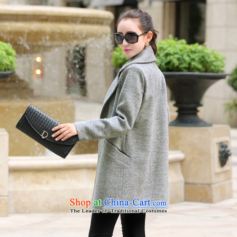 The 2015 autumn and winter-hee new Korean fashion OL commuter gross in women's coat? long jacket coat gross? gray XL, Hee-XINI () , , , shopping on the Internet
