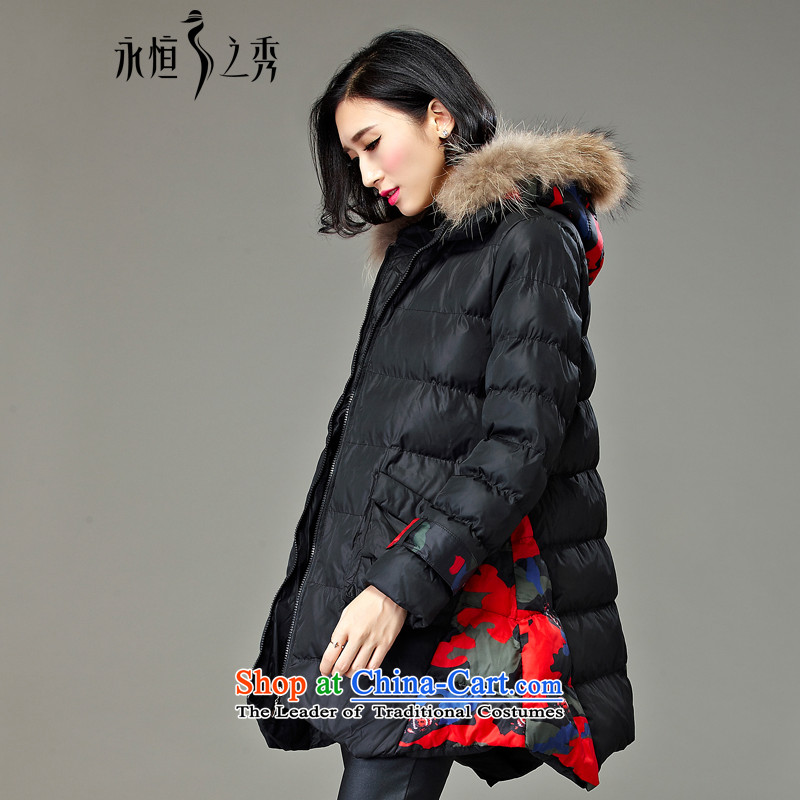 2015 MM to thick xl girl in autumn and winter jackets long new 200 catties thick cotton clothing sister new black 4XL, eternal Soo , , , shopping on the Internet