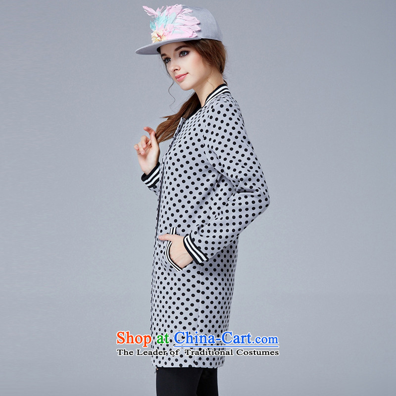 Rui Mei to 2015 to increase the number of women in autumn and winter new thick mm loose waves point long Leisure. Stamp long-sleeved jacket N1607 CARDIGAN 3XL, Rui Mei to gray (RIUMILVE) , , , shopping on the Internet