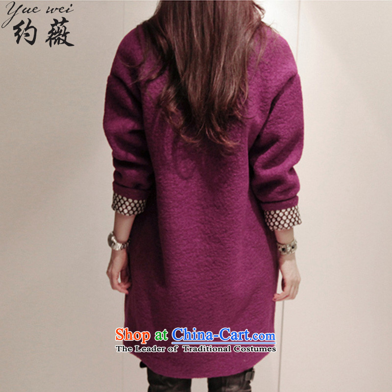 Ms Audrey EU approximately 2015 autumn and winter new Korean female loose wild wool coat girl in long?) jacket coat YW476 female purple M 741 catties), recommended that the Nairobi shopping on the Internet has been pressed.