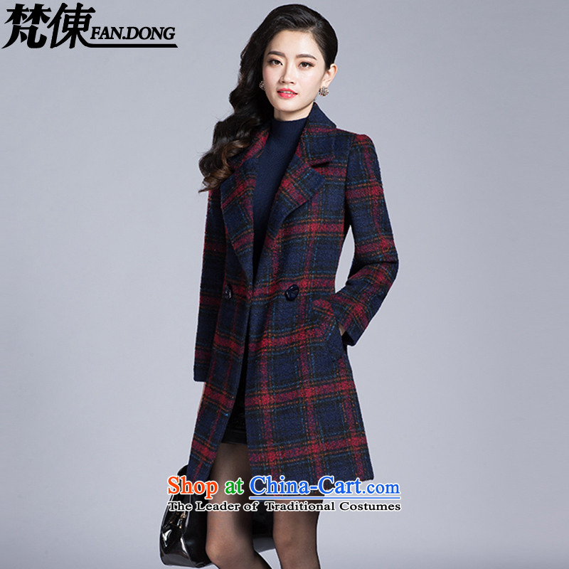 Van Gogh 倲 2015 autumn and winter female new Korean thick hair, long jacket?? coats of female X109 Red L