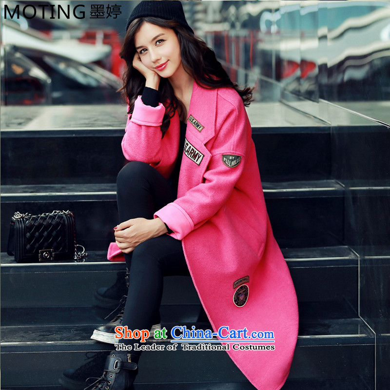 Moting The Ting 2015 autumn and winter new winter for women pure color coats, wool? long hair? jacket Korean large thin graphics Sau San women in red _new_ ON L