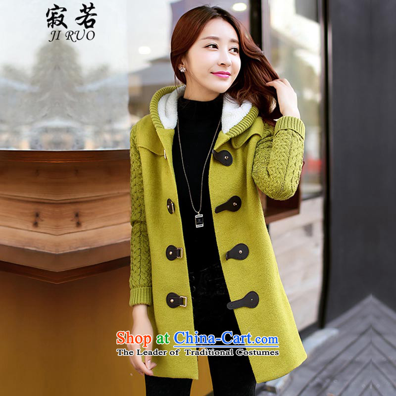 Lonely if gross? for winter coats women 2015 new Korean Sau San stitching wool a coat 8070 Qiu Xiang Green M lonely if JIRUO () , , , shopping on the Internet