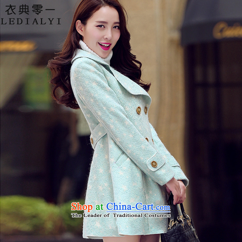 Yi code 12.01 2015 Fall/Winter Collections for women won the new version of the long loose cloak stylish Sweet graphics thin double-sided??? sub-coats gross jacket light blue XL, Yi code 12.01 (LEDIALYI) , , , shopping on the Internet