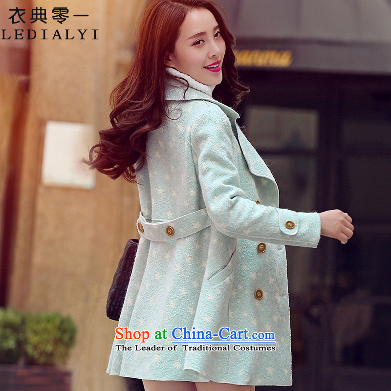 Yi code 12.01 2015 Fall/Winter Collections for women won the new version of the long loose cloak stylish Sweet graphics thin double-sided??? sub-coats gross jacket light blue XL, Yi code 12.01 (LEDIALYI) , , , shopping on the Internet