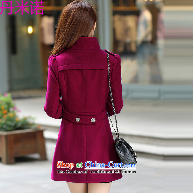 Dan M The 2015 autumn and winter new women's gross jacket Korean?   in large thin graphics long coats gross? 70 17 wine red , L, Dan Mr. shopping on the Internet has been pressed.