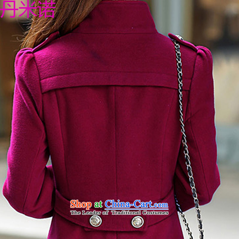 Dan M The 2015 autumn and winter new women's gross jacket Korean?   in large thin graphics long coats gross? 70 17 wine red , L, Dan Mr. shopping on the Internet has been pressed.