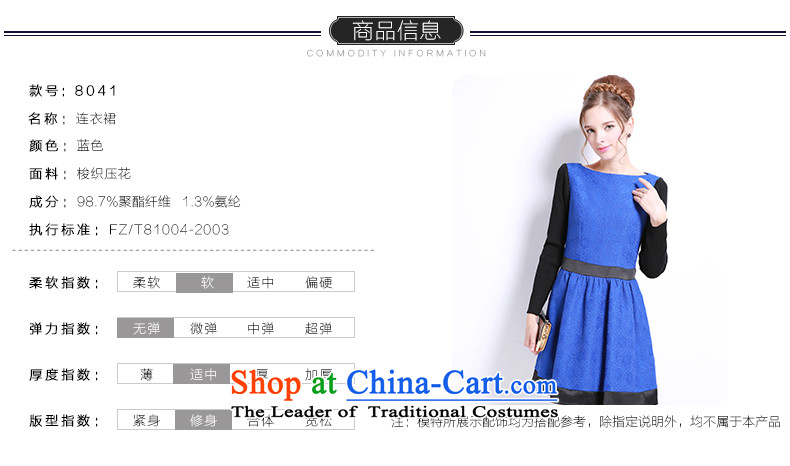 Shani Flower Lo 200 catties larger female thick mm new long-sleeved) Choo video thin, thick sister dresses 8041 Blue pictures, prices, 6XL brand platters! The elections are supplied in the national character of distribution, so action, buy now enjoy more preferential! As soon as possible.