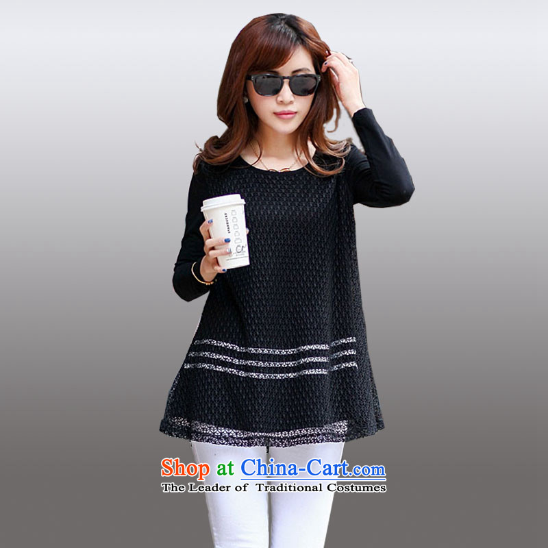 Szili Clinton ad xl women 2015 Autumn replacing the new SISTER loose video thick mm thin lace shirt leave two part of Borneo is thick Tien shirt long-sleeved T-shirt, forming the black XXXL, Szili (celia dayton , , , shopping on the Internet