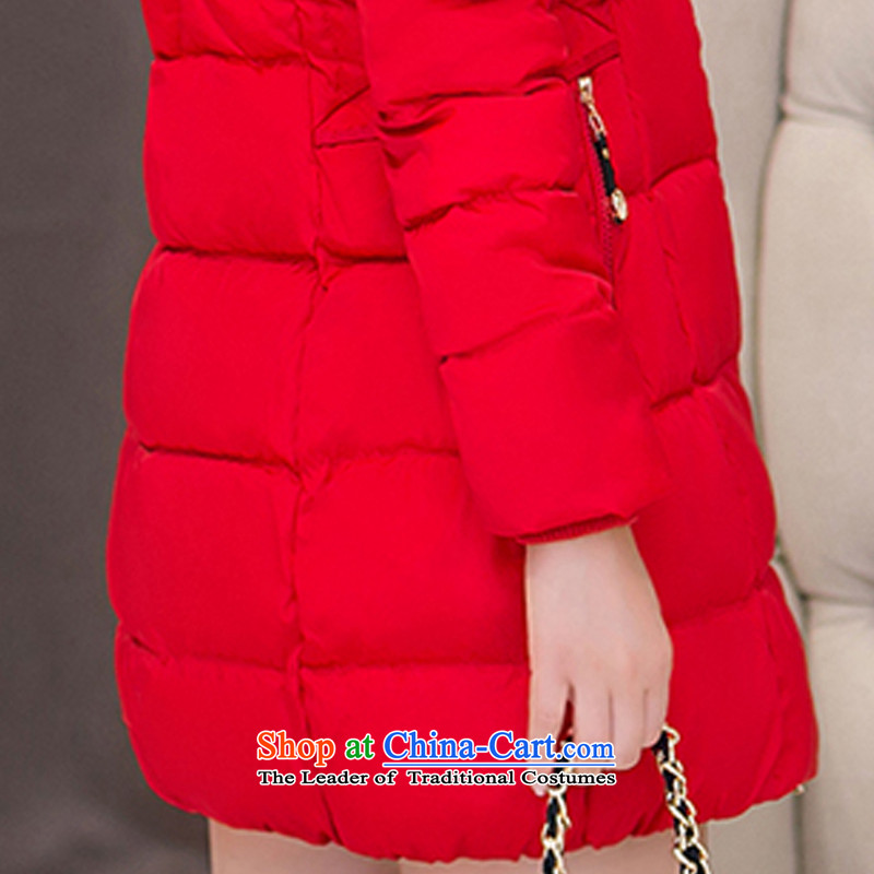 D Yi Butterfly 2015 autumn and winter new Korean gross collar cap in Sau San long cotton coat larger women 1067 Red XL, d Yi Butterfly Shopping on the Internet has been pressed.