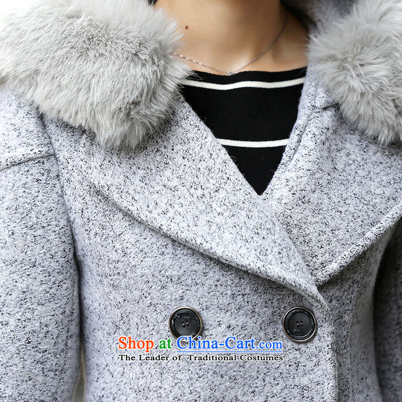 Park woke up to 2015 winter clothing new Korean female suits for long-sleeved hair stylish jacket coat women? gray M awakening Paradise Shopping on the Internet has been pressed.