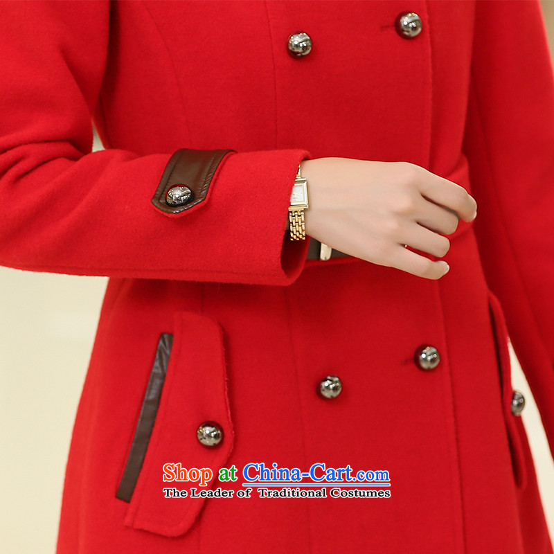 Red Square 2015 Winter Ling new gross? long coats that England wind Sau San double-jacket plus lint-free vocational women HL15D6012 thick red , red Ling workshop , , , shopping on the Internet
