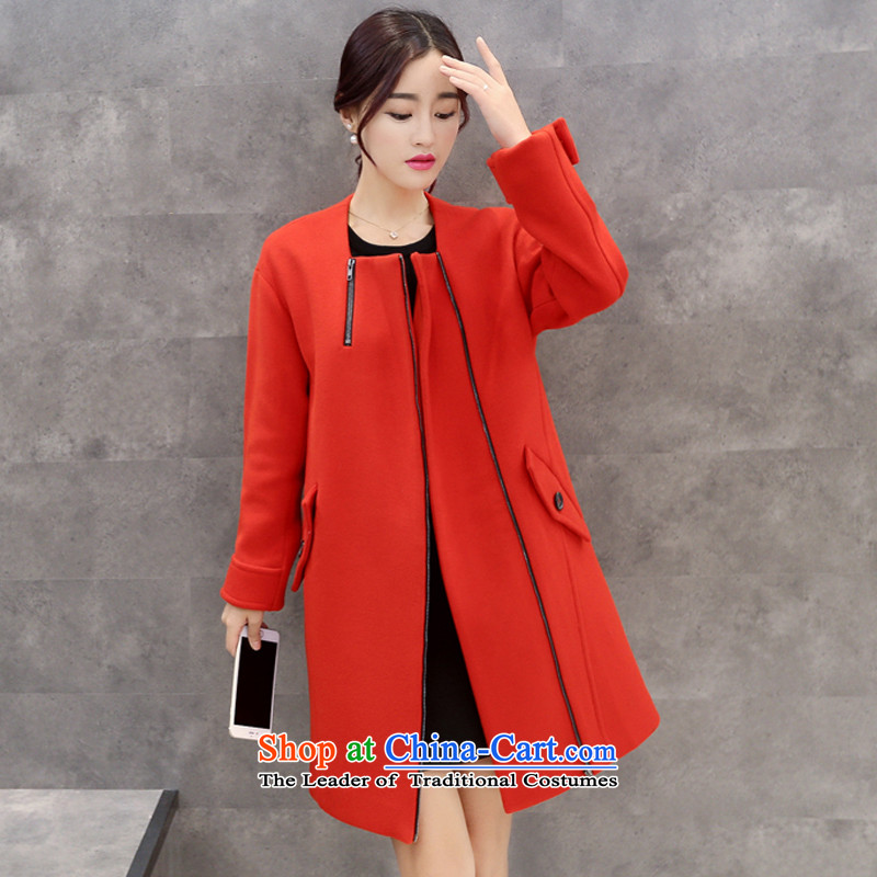 Love Yuen Long 2015 autumn and winter new women's Korea version? coats and stylish English Sau San Box long coats gross? female 976 red , L, Love Yuen Long shopping on the Internet has been pressed.
