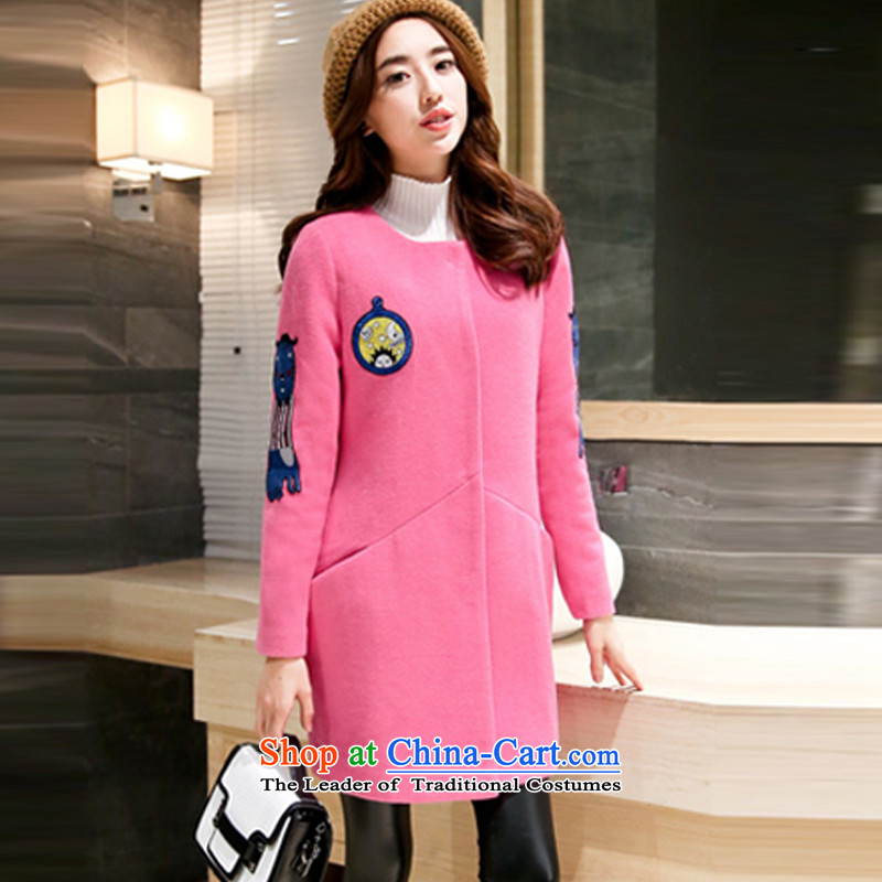 Li Color  2015 autumn and winter in new long hair? female casual jacket coat wild picture pink XL, Li colors (LISE) , , , shopping on the Internet