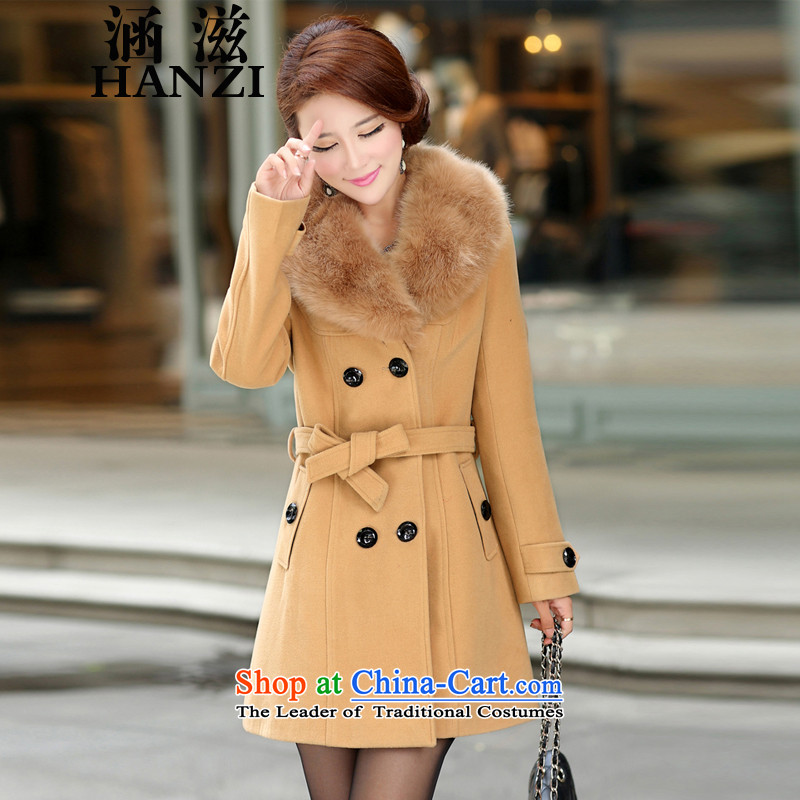 Covered by the new winter 2015_gross female jacket coat? Korea version in the thick long cloak TW251 T-shirt and Color M