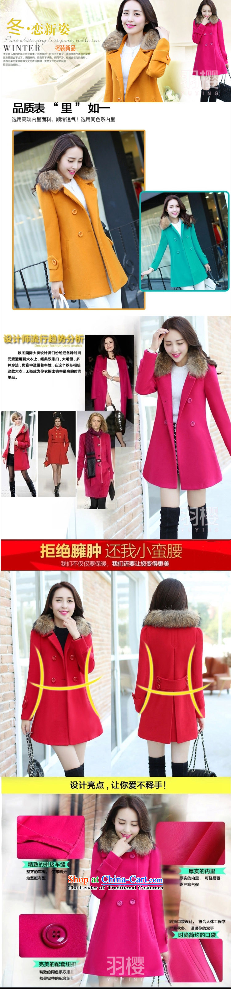 Yu Ying 2015 autumn and winter new women's Korea version of large numbers in length of Sau San for?? jacket coat gross female YH150 Yellow M picture, prices, brand platters! The elections are supplied in the national character of distribution, so action, buy now enjoy more preferential! As soon as possible.