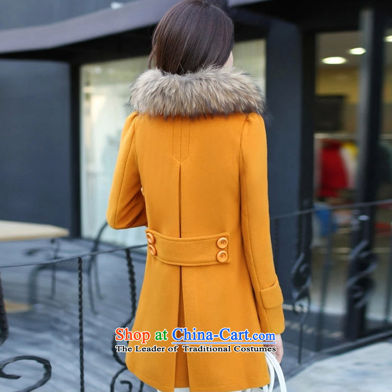 Yu Ying 2015 autumn and winter new women's Korea version of large numbers in length of Sau San for?? jacket coat gross female YH150 Yellow M, Yu Ying (YUYING) , , , shopping on the Internet
