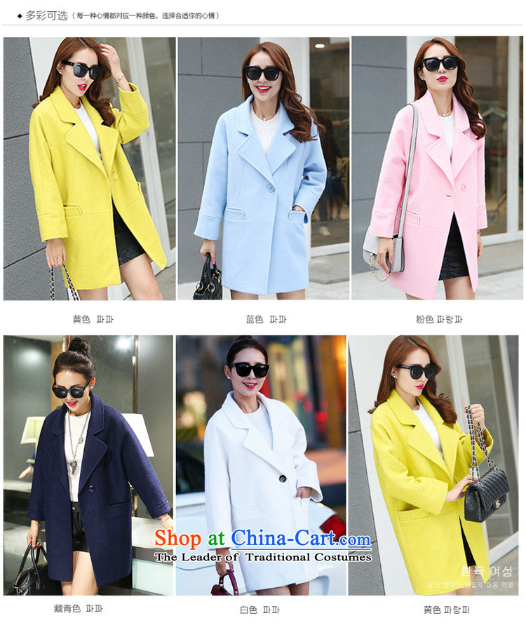 Eun Ho flower 2015 autumn and winter new Korean minimalist small incense wind hair beauty? Long girls jacket a wool coat long-sleeved yellow M picture, prices, brand platters! The elections are supplied in the national character of distribution, so action, buy now enjoy more preferential! As soon as possible.