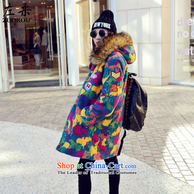 Left soft Korean winter 2015) to increase the number of women with thick mm thin large relaxd graphics camouflage jacket coat 200 catties good through primary XXXXXL, figure left soft , , , shopping on the Internet