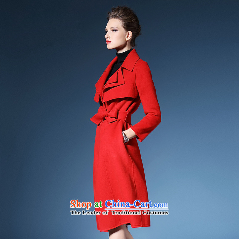 El Nina 2015 winter in Europe and the new long-plus two-sided long-sleeve sweater coat cashmere knitted red M/160, Sau San El Nina helene & (co) , , , shopping on the Internet