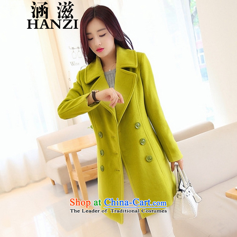 Covered by the new winter 2015_gross female jacket coat? Korea version in the thick long cloak shirt TW252 GREEN M