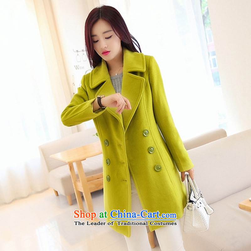 Covered by the new winter 2015/gross female jacket coat? Korea version in the thick long cloak TW252 GREEN M covered by t-shirt/(HANZI) , , , shopping on the Internet