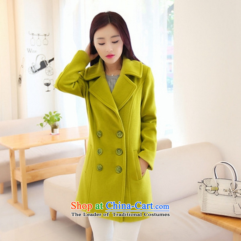 Covered by the new winter 2015/gross female jacket coat? Korea version in the thick long cloak TW252 GREEN M covered by t-shirt/(HANZI) , , , shopping on the Internet