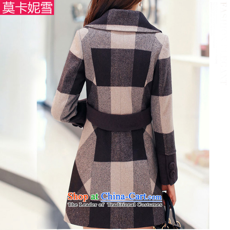 Load New autumn 2015 Korean female new a wool coat, a coffee-colored grid jacket Moka XL, Connie mokanixue Xue () , , , shopping on the Internet