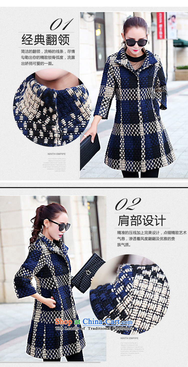 One meter by 2015 winter clothing new style for women Korean fashion Sau San a wool coat 7 cuff latticed han bum gross? Jacket Color Navy M picture, prices, brand platters! The elections are supplied in the national character of distribution, so action, buy now enjoy more preferential! As soon as possible.