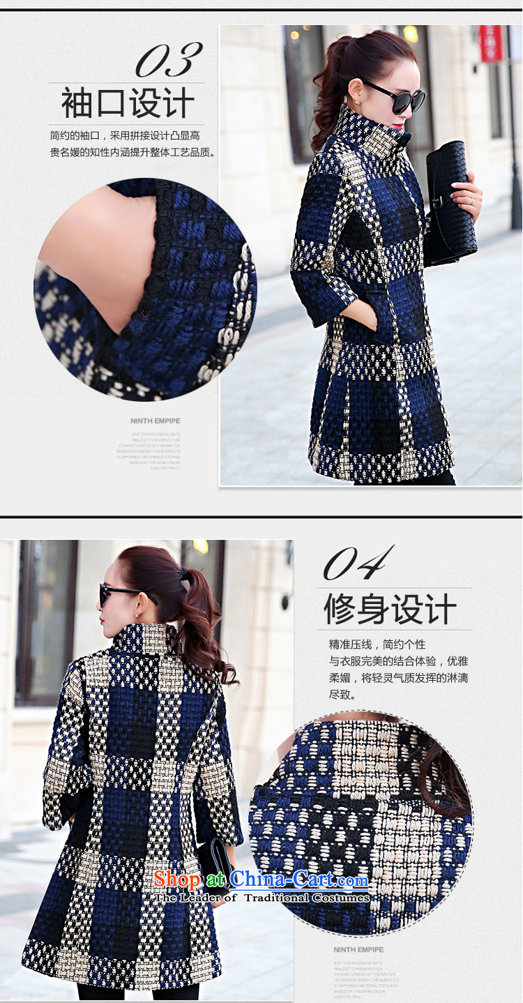 One meter by 2015 winter clothing new style for women Korean fashion Sau San a wool coat 7 cuff latticed han bum gross? Jacket Color Navy M picture, prices, brand platters! The elections are supplied in the national character of distribution, so action, buy now enjoy more preferential! As soon as possible.