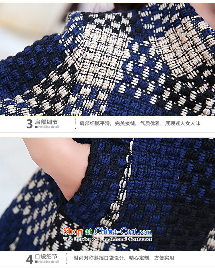 One meter by 2015 winter clothing new style for women Korean fashion Sau San a wool coat 7 cuff latticed han bum gross? Jacket Color Navy M picture, prices, brand platters! The elections are supplied in the national character of distribution, so action, buy now enjoy more preferential! As soon as possible.