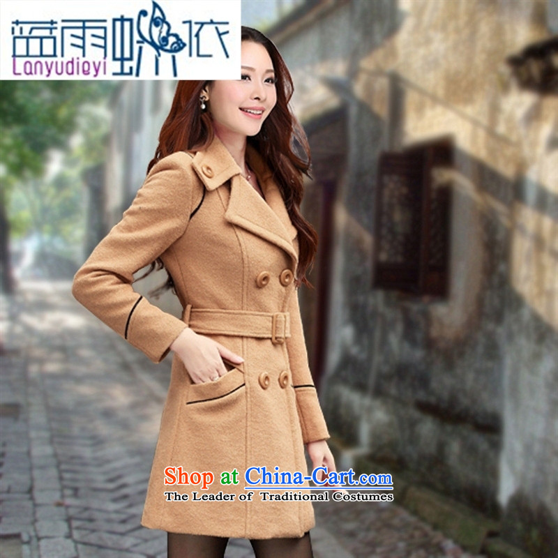 Ya-ting shop 2015 new gross fall/winter coats women about Korean long in Sau San double-Cashmere wool sweater and a color blue rain butterfly to XL, , , , shopping on the Internet