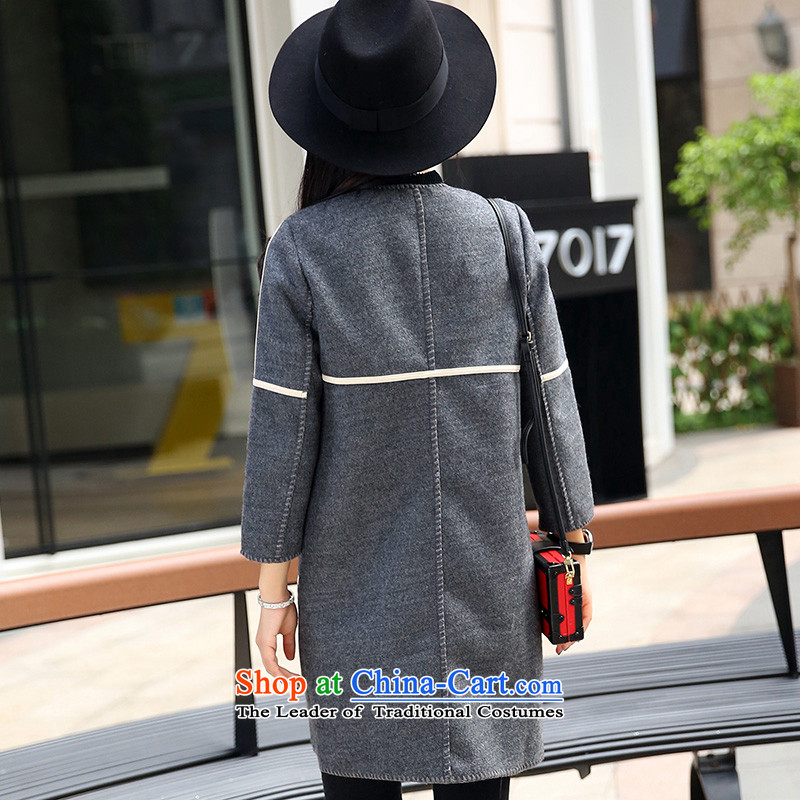 Yi code 12.01 2015 Fall/Winter Collections new Korean fashion sense 9 cuff loose-wool? duplex cocoon?? Why the gross coats sub jacket coat code 12.01 m, gray (LEDIALYI) , , , shopping on the Internet