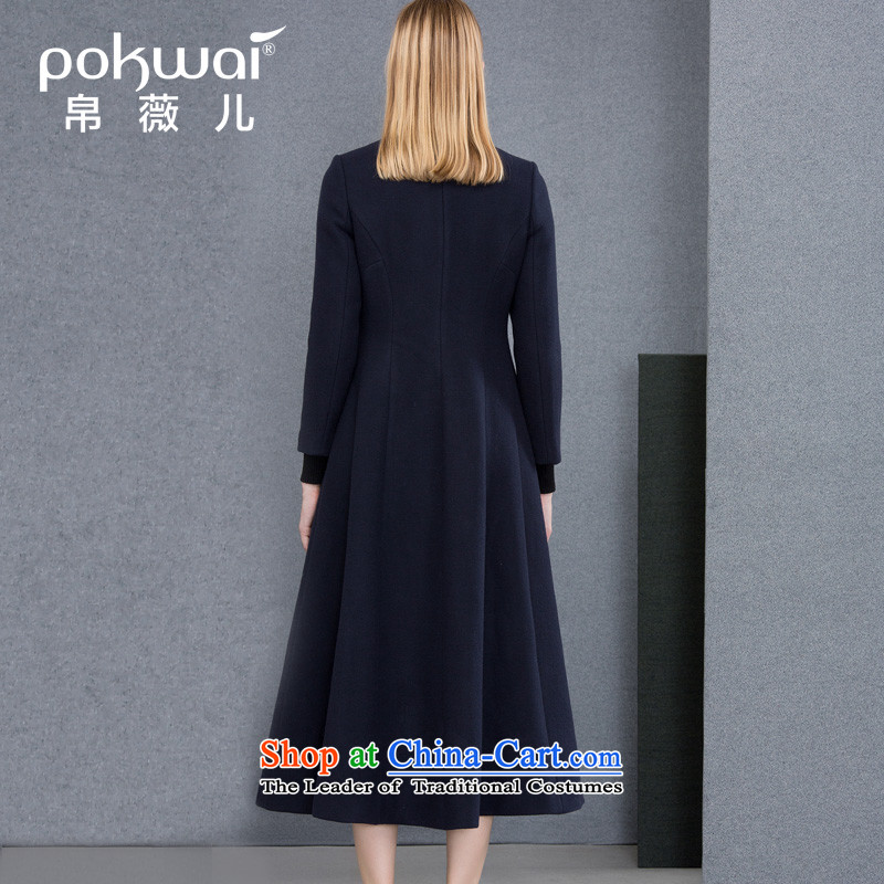 The Hon Audrey Eu Yuet-yung 2015 9POKWAI/ winter new western style solid color long wool coat Blue M 9? MS AUDREY EU-POKWAI) , , , shopping on the Internet