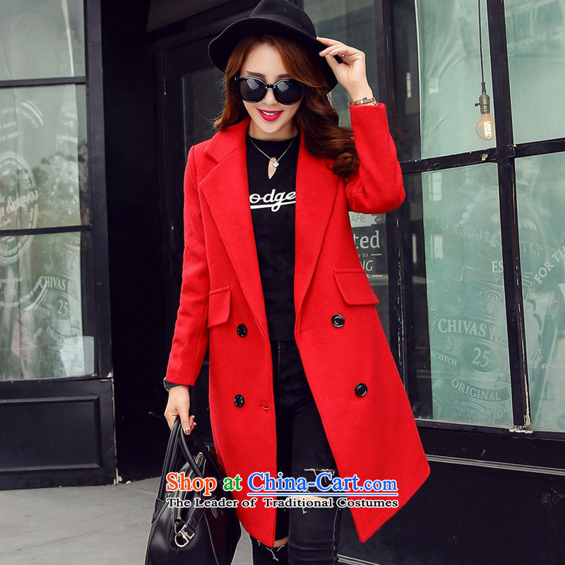 Alejandro Toledo kisses 2015 autumn and winter new Korean version of Sau San video thin long-sleeved double-long hair? jacket female a wool coat inside of the Red, Hangzhou J961 kiss (hangzhiwen) , , , shopping on the Internet